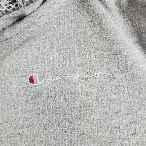 Champion Hoodie Kids XL Grey Reverse Weave Mesh Net Pocket Sweatshirt Pullover - Picture 7 of 10